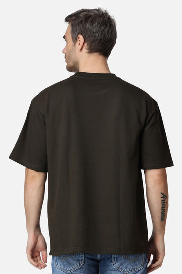 Olive Green Plain Oversized Drop Shoulder T-Shirt