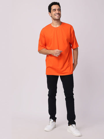 Buy men's dark orange polo neck T-shirt