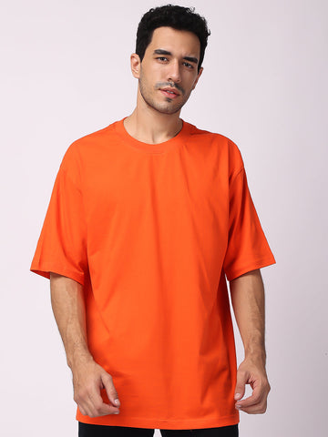 Shop Men Dark Orange Polo Neck T-Shirt Online 