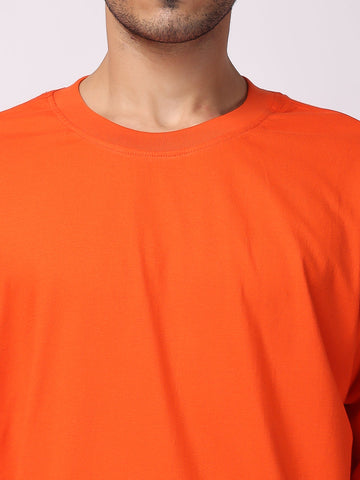 Shop Men Dark Orange Polo Neck T-Shirt Online 