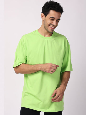 Parrot Green Plain Drop Shoulder Tshirts online