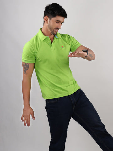 Parrot Green Polo Neck T-Shirt for men 