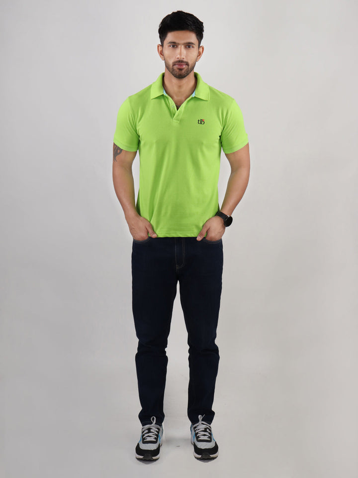 Parrot Green Polo Neck T-Shirt men 