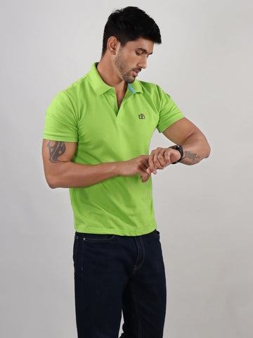 Polo Neck T-Shirt Parrot Green