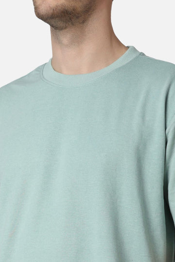 Powder Blue Plain Oversized Drop Shoulder T-Shirt