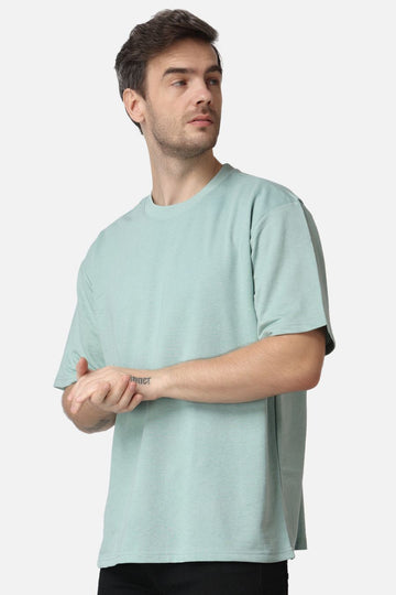 Powder Blue Plain Oversized Drop Shoulder T-Shirt for men