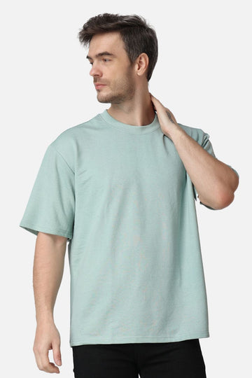 Powder Plain Oversized Drop Shoulder T-Shirt in Blue Color for Men