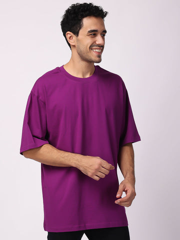 Purple Plain Oversized Drop Shoulder T-Shirt