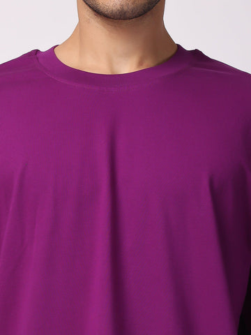 Shop Purple Plain Oversized Drop Shoulder T-Shirt 