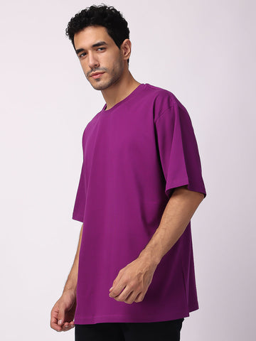 PURPLE PLAIN OVERSIZED DROP SHOULDER T-SHIRT men