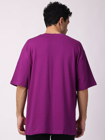 style with Purple Plain Oversized T-Shirt