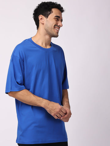 Royal Blue Plain Oversized Drop Shoulder T-Shirt