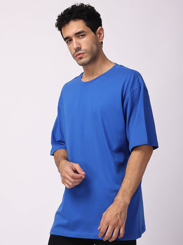 Royal Blue Plain Oversized Drop Shoulder T-Shirt