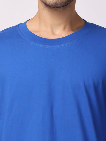 Royal Blue Plain Oversized Drop Shoulder T-Shirt men