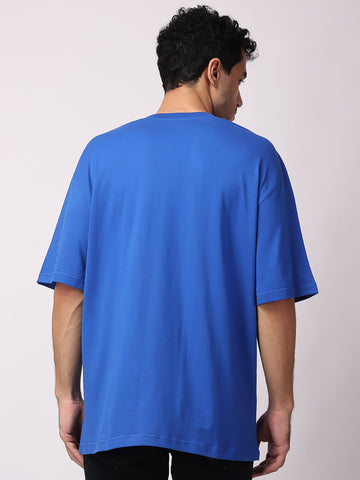 Shop Royal Blue Plain Oversized Drop Shoulder T-Shirts