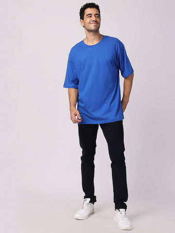 Royal Blue Plain Oversized Drop Shoulder T-Shirt for men