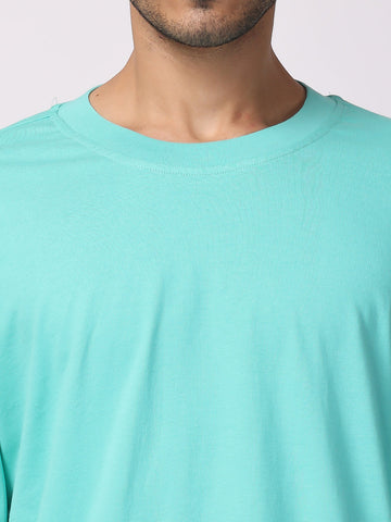 Sky Blue Plain Oversized Drop Shoulder T-Shirt for men