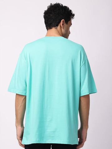 Sky Blue Plain Oversized Drop Shoulder T-Shirt for men