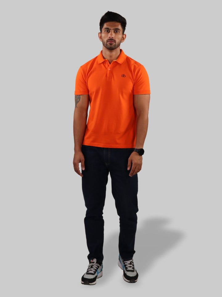 Straight Men Dark Orange Polo Neck T-Shirt