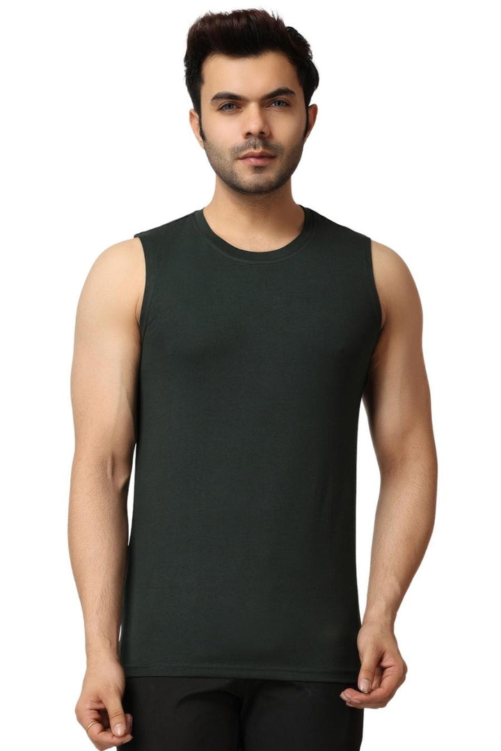 Men's Bottle Green Gym Muscle Tee