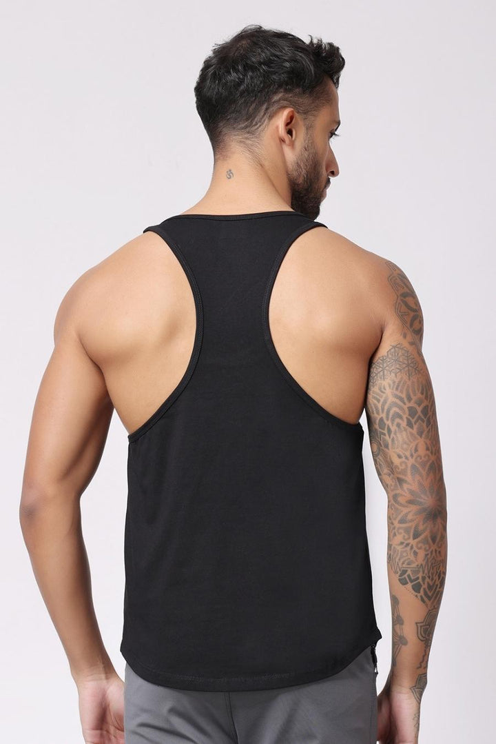 Men's Black Gym Vest Stringer And Tank Top