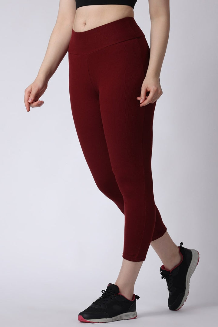 Women's Maroon Gym High Waist Leggings