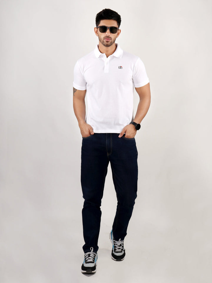 White Polo Neck T-Shirt