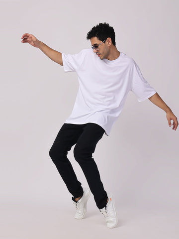 White Plain Oversized Drop Shoulder T-Shirt for men