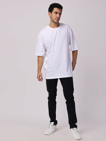 White Plain Oversized Drop Shoulder T-Shirt for men