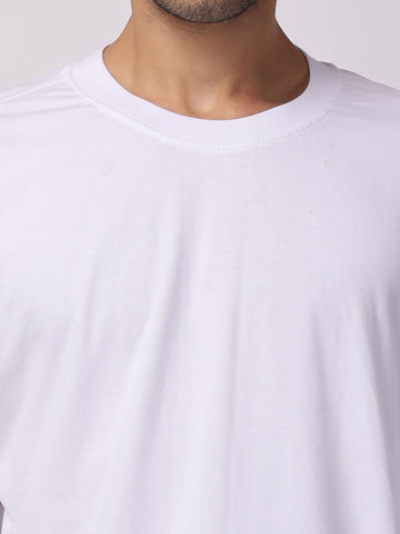 Buy White Plain Oversized Drop Shoulder T-Shirt