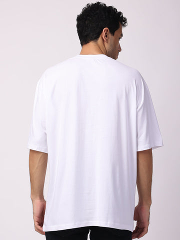 Plain Oversized Drop Shoulder T-Shirt for men in White Color