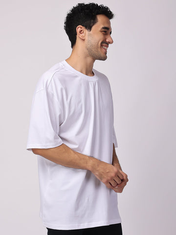 White Plain Oversized Drop Shoulder T Shirt