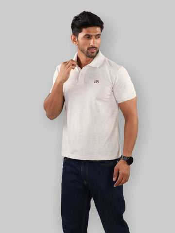 men white Polo Neck T-Shirt 