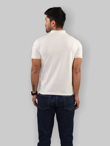 White Polo Neck T-Shirt for men