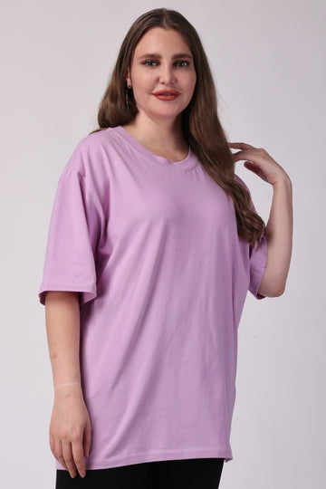 Lavender Plain Oversized Drop Shoulder T-Shirt for Women