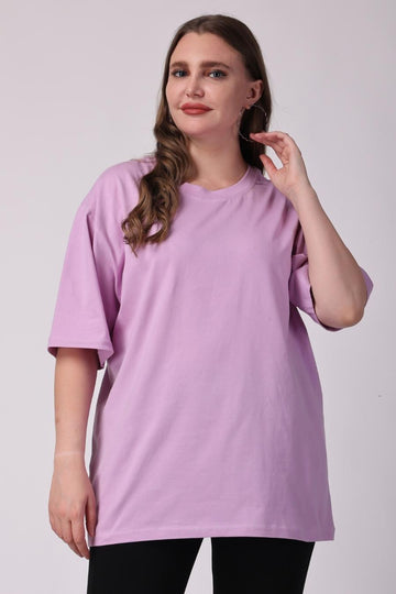 Women's Lavender Plain Oversized Drop Shoulder T-Shirt 