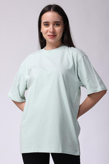 Women's Plain Oversized Drop Shoulder T-Shirt Mint Green