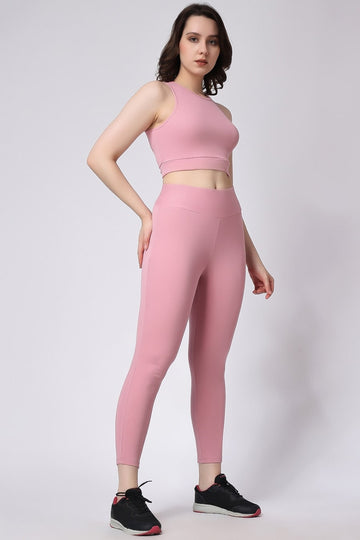 Pink Gym Co-Ord Set 2 Piece Slim Fit Sleeveless Women