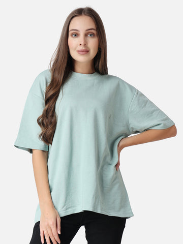 Women's Oversized Drop Shoulder T-Shirt Sky Light Blue Color