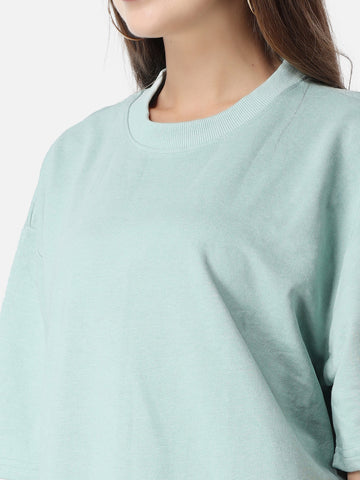 Women's Oversized Drop Shoulder T-Shirt Sky Light Blue