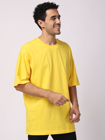 Yellow Plain Oversized Drop Shoulder T-Shirt