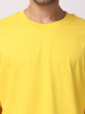 Yellow Plain Oversized Drop Shoulder T-Shirt for men 