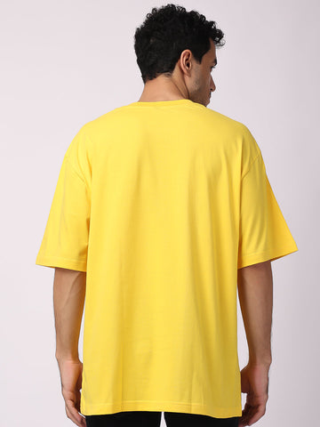 Shop Yellow Plain Oversized Drop Shoulder T-Shirt