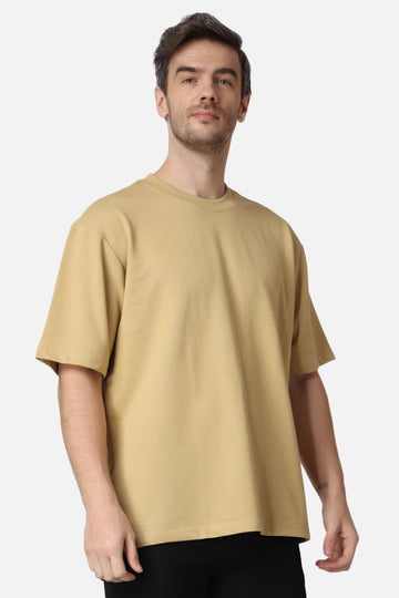 PLAIN OVERSIZED DROP SHOULDER T SHIRT for men in BEIGE Color